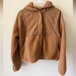 OFFLINE By Aerie Fluff Love Sherpa Jacket in Cedar Expedition (Tan)